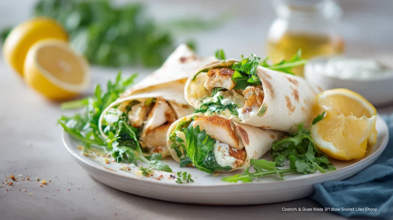 Chicken Caesar Salad Wraps with grilled chicken, romaine lettuce, and parmesan in a tortilla wrap, ready in 30 minutes.