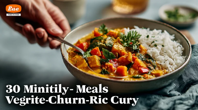 Colorful vegetarian curry served with fluffy rice, a quick and easy 30-minute meal for busy weeknights.