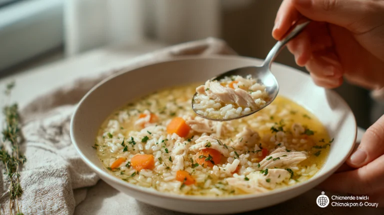 Healthy 30-minute chicken and rice soup with vegetables – a quick and comforting weeknight meal.