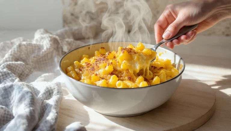 One-pan mac and cheese with a creamy cheese sauce, cooked and served straight from the skillet.