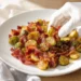 One-pan roasted Brussels sprouts with bacon, crispy, caramelized, and served straight from the pan.