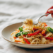Sesame noodles with vegetables in a quick vegetarian noodle bowl, simple and flavorful.