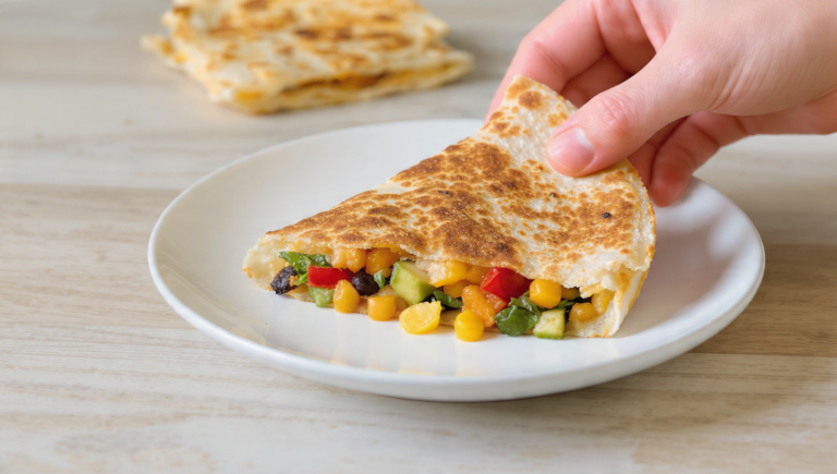 Vegetarian quesadillas with five different fillings, golden and crispy, served hot from the pan.