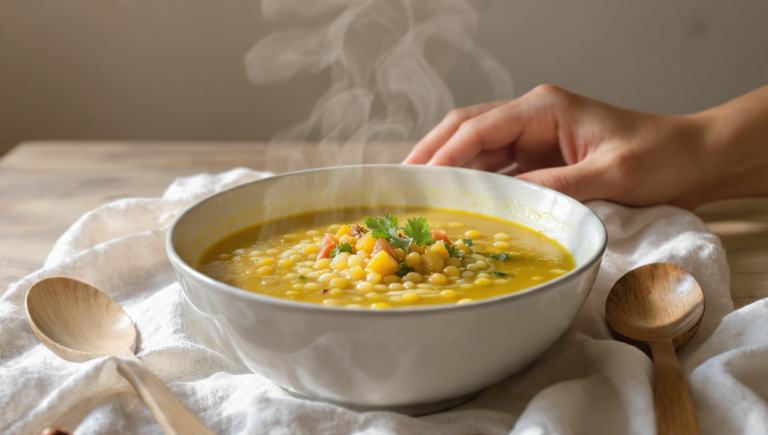 Quick vegetarian lentil soup with vegetables, hearty and ready in under 45 minutes.