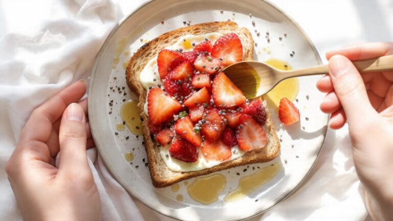Healthy breakfast toast ideas with yogurt, nut butter, and veggie toppings on whole grain bread