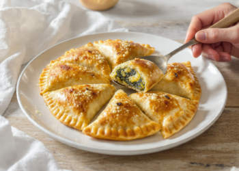 Spinach and cheese empanadas, quick vegetarian pastries baked until golden.