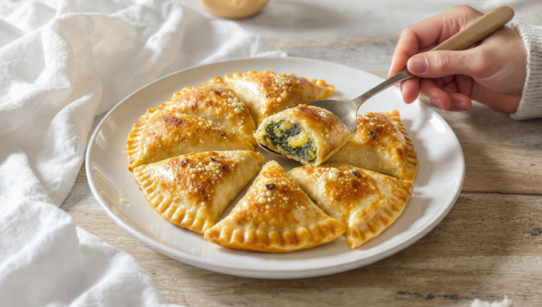 Spinach and cheese empanadas, quick vegetarian pastries baked until golden.