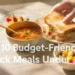 Top budget-friendly quick meals under $5 featuring simple dishes with rice, vegetables, pasta, and affordable proteins.