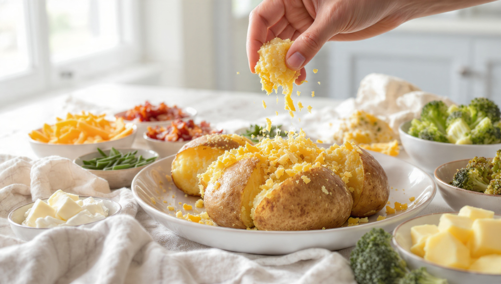 family summer meal idea – loaded baked potato bar