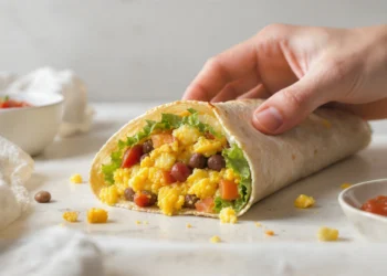 Budget-friendly healthy breakfast with eggs, toast, fruit, and oats on a bright morning table.