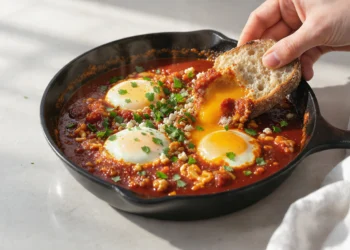 Quick healthy international breakfast recipes with fresh fruits, eggs, and whole grains on a wooden table.