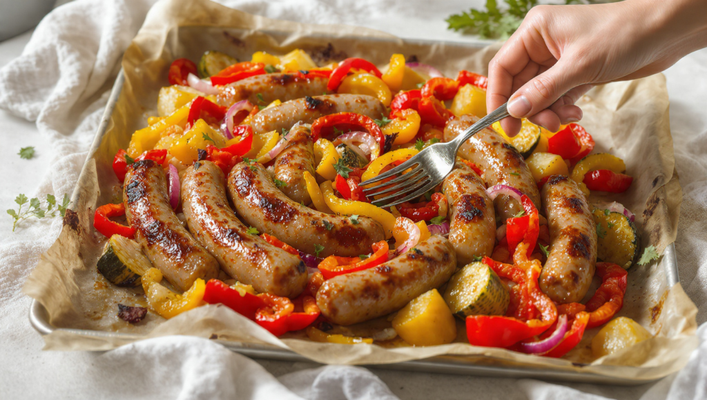 easy summer family dinner – sheet pan sausage and veggies
