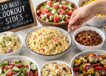 10 best cookout sides for summer including corn, coleslaw, and potato salad for your backyard BBQ.