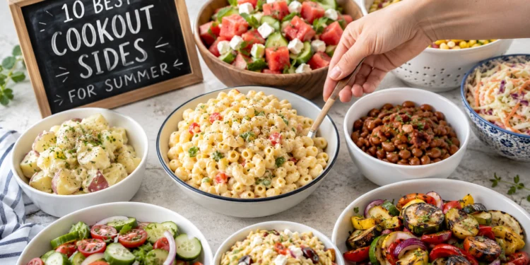 10 best cookout sides for summer including corn, coleslaw, and potato salad for your backyard BBQ.