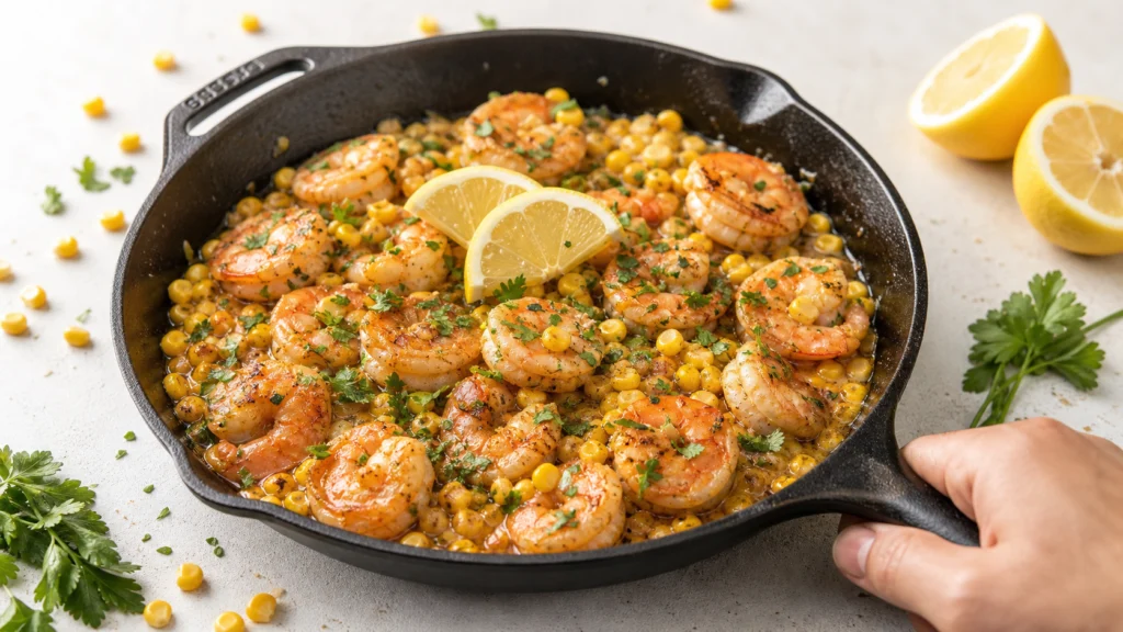 Garlic Butter Shrimp & Corn Skillet
