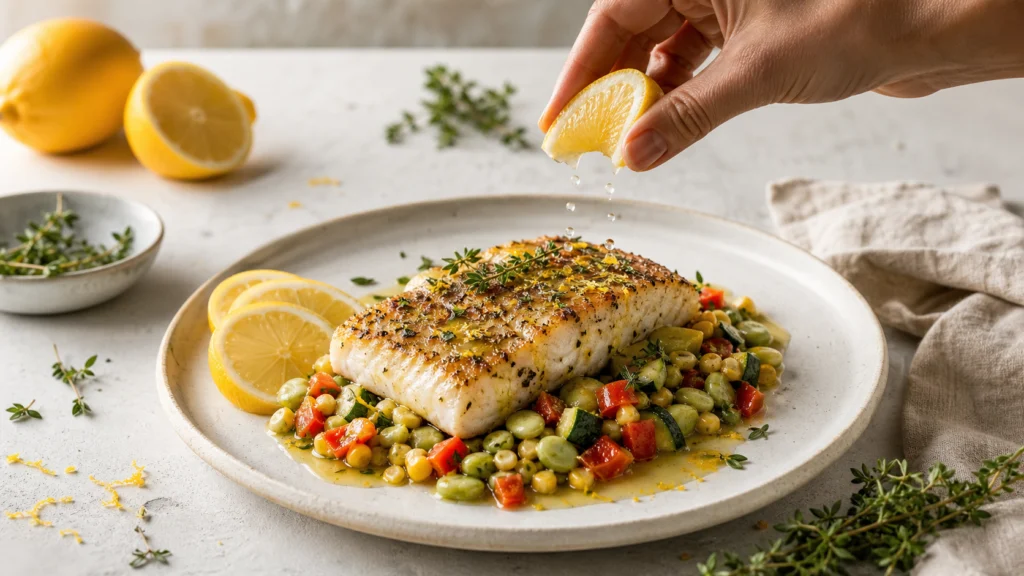 Lemon Herb Cod with Quick Summer Succotash