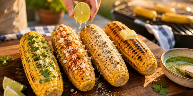 quick grilled corn on the cob with butter herbs and char marks easy summer side dish