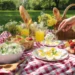 Easy picnic side dishes with pasta salad, fresh fruit, and veggie platters for outdoor meals.