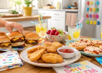 Easy summer dinners for kids with healthy, colorful meals including pasta, veggies, and finger foods