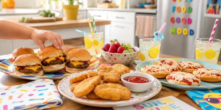 Easy summer dinners for kids with healthy, colorful meals including pasta, veggies, and finger foods