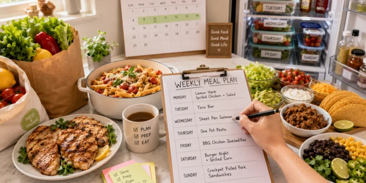 Easy summer meal plan for the week with healthy recipes, fresh ingredients, and simple make-ahead dishes