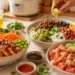 Quick summer rice bowls with avocado, grilled corn, black beans, and cilantro-lime dressing — easy meal